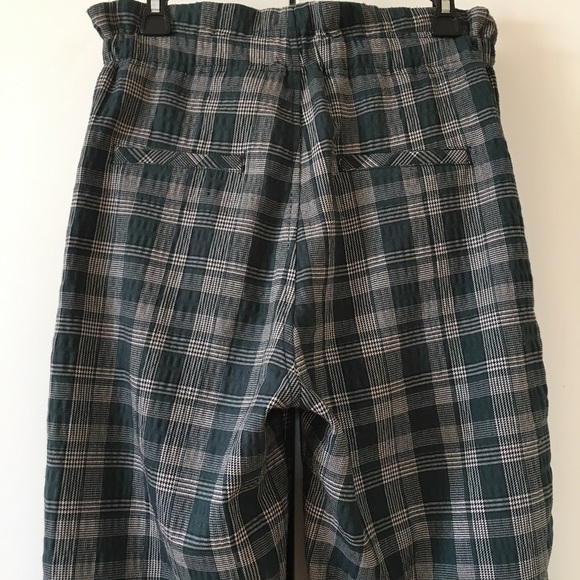 Free People Potato Sack High Rise Loose Fit Green Plaid Pant Size 2 - Picture 6 of 16